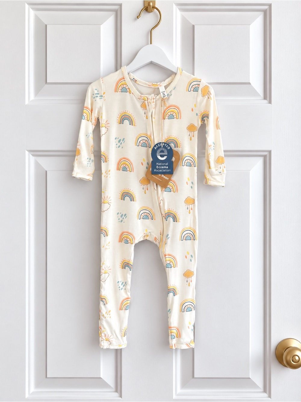 Bellabu Bear NWT Bamboo Rainbow Convertible Footie Pajamas 3-6M